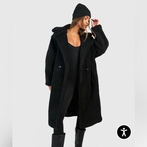 Black Charcoal Oversized Teddy Coat